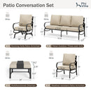 9-Seater Patio Metal Wave Sofa Set with Ottomans