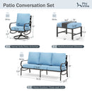 7-Seater Patio Metal Wave Sofa with Ottomans