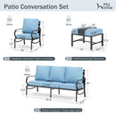 9-Seater Patio Metal Wave Sofa Set with Ottomans