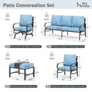 9-Seater Patio Metal Wave Sofa Set with Ottomans