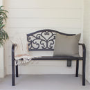 PHI VILLA Outdoor Cast Iron Garden Bench with Unique Three-Dimensional Pattern