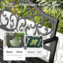 PHI VILLA Outdoor Cast Iron Garden Bench with Unique Three-Dimensional Pattern