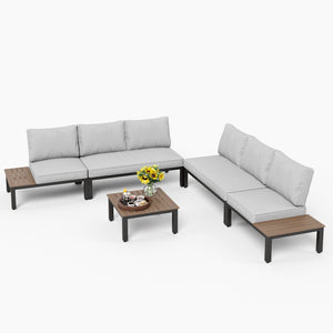 6-Seater Patio Couch Modern Sectional Sofa With Cushions