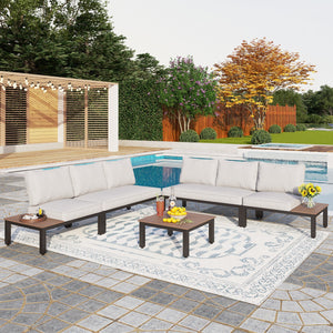 6-Seater Patio Couch Modern Sectional Sofa With Cushions