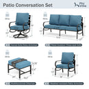 9-Seater Patio Metal Wave Sofa Set with Ottomans