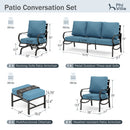 9-Seater Patio Metal Wave Sofa Set with Ottomans