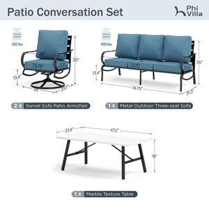 5-Seater Patio Metal Wave Sofa Sets With Coffee Table