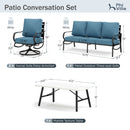 5-Seater Patio Metal Wave Sofa Sets With Coffee Table