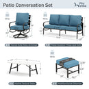7-Seater Patio Metal Wave Sofa Set with Coffee Table & Ottomans
