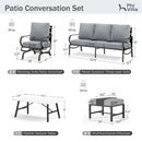7-Seater Patio Metal Wave Sofa Set with Coffee Table & Ottomans