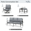 7-Seater Patio Metal Wave Sofa with Ottomans