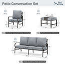 7-Seater Patio Metal Stable Wave Sofa with Ottomans