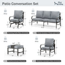 9-Seater Patio Metal Wave Sofa Set with Ottomans
