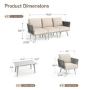 Chic Rope Rattan Patio Sofa Set with Coffee Table