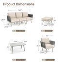 Chic Rope Rattan Patio Sofa Set with Coffee Table