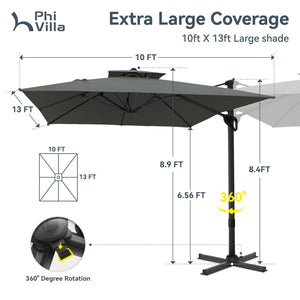 10ft Square Patio Automatic Hydraulic Cantilever Umbrella with Air Vent