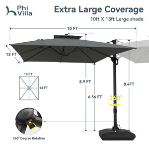 10ft Square Patio Automatic Hydraulic Cantilever Umbrella with Air Vent