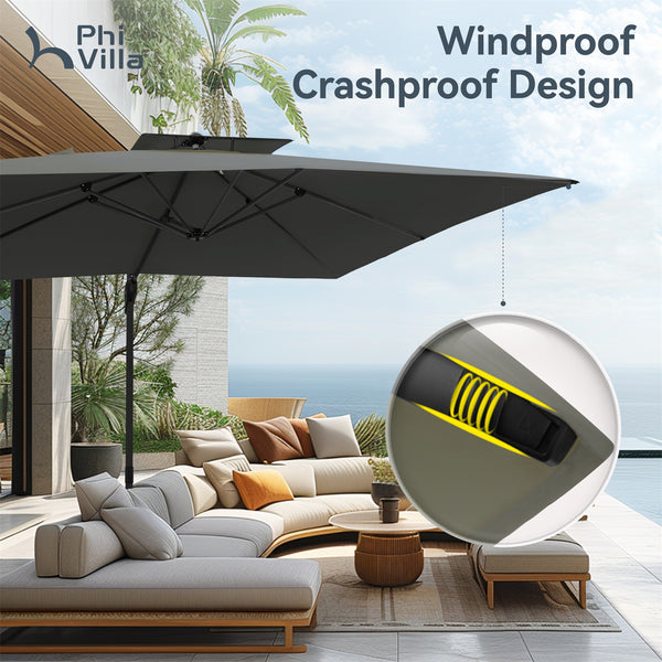 10ft Square Patio Automatic Hydraulic Cantilever Umbrella with Air Vent