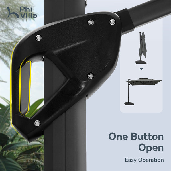 10ft Square Patio Automatic Hydraulic Cantilever Umbrella with Air Vent