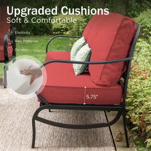 7-Seater Patio Metal Wave Sofa Sets with Fire Pit Table