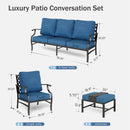 7-Seater Patio Metal Diamond Sofa with Ottomans