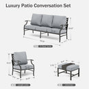 7-Seater Patio Metal Diamond Sofa with Ottomans