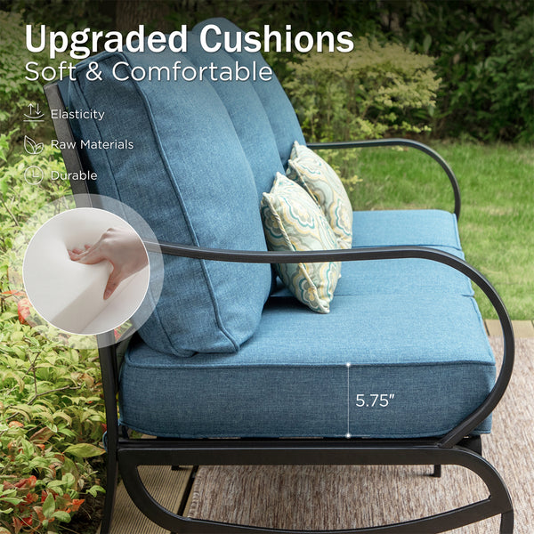 5-Seater Patio Metal Wave Sofa Sets With Coffee Table