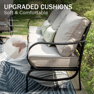 7-Seater Patio Metal Wave Sofa with Ottomans