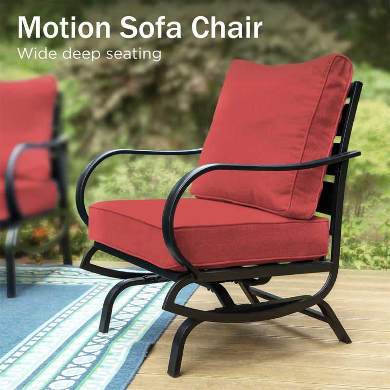 Phi Villa 9-Seater Patio Steel Sofa With Cushions And Multi-functional Ottomans