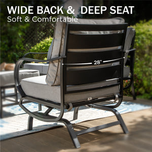 5-Seater Patio Metal Wave Sofa Set with Fire Pit Table