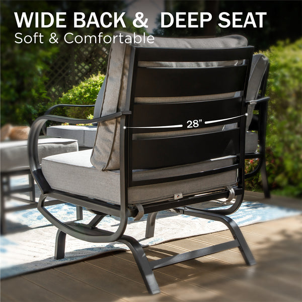 7-Seater Patio Metal Wave Sofa Sets with Fire Pit Table