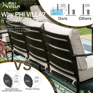 7-Seater Patio Metal Wave Sofa with Ottomans