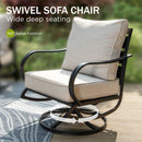 7-Seater Patio Metal Wave Sofa Sets with Fire Pit Table