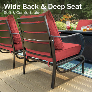 5-Seater Patio Metal Wave Sofa Set with Fire Pit Table