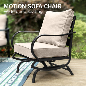 7-Seater Patio Metal Wave Sofa Set with Coffee Table & Ottomans