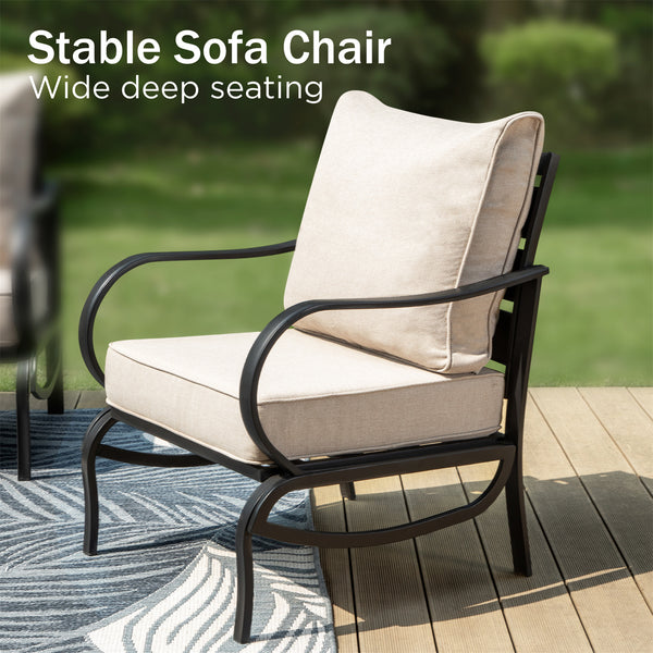 5-Seater Patio Metal Wave Sofa Sets With Coffee Table