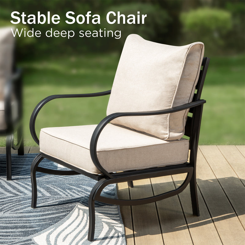 Phi Villa 5-Seater Patio Steel Sofa Set With Cushions & Coffee Table