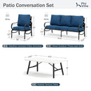 5-Seater Patio Metal Wave Sofa Sets With Coffee Table