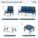 7-Seater Patio Metal Wave Sofa Set with Coffee Table & Ottomans