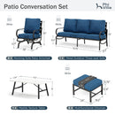 7-Seater Patio Metal Wave Sofa Set with Coffee Table & Ottomans