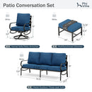 7-Seater Patio Metal Wave Sofa with Ottomans