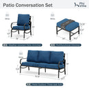 9-Seater Patio Metal Wave Sofa Set with Ottomans