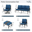9-Seater Patio Metal Wave Sofa Set with Ottomans