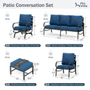 9-Seater Patio Metal Wave Sofa Set with Ottomans