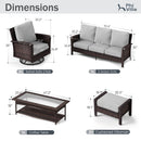 7-Seater Garden Vintage Swivel Rattan Sofa Sets with Ottomans and Table