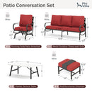 7-Seater Patio Metal Wave Sofa Set with Coffee Table & Ottomans
