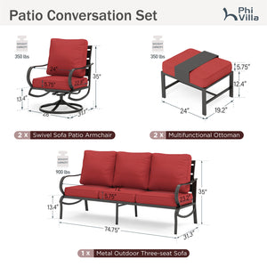 7-Seater Outdoor Metal Wave Sofa Set with Ottomans