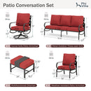 9-Seater Patio Metal Wave Sofa Set with Ottomans