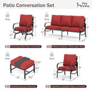 9-Seater Patio Metal Wave Sofa Set with Ottomans