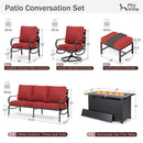 9-Seater Patio Metal Wave Sofa Sets With Fire Pit Table